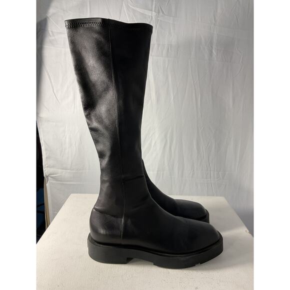 Givenchy Leather Black Squared Tall Boots Size 10 - Picture 2 of 7